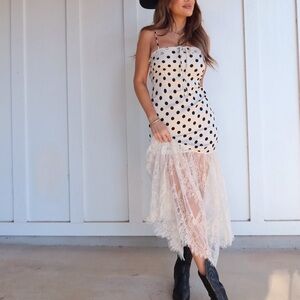 Polka Dot Dress with Lace Hem